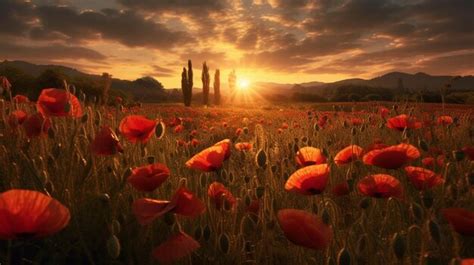 Premium AI Image | Remembrance Day poppy field Generative AI