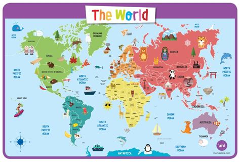 illustrated map of the world for kids childrens world map kids ...