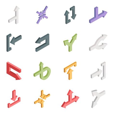 Premium Vector | Pack of directional arrows isometric icons