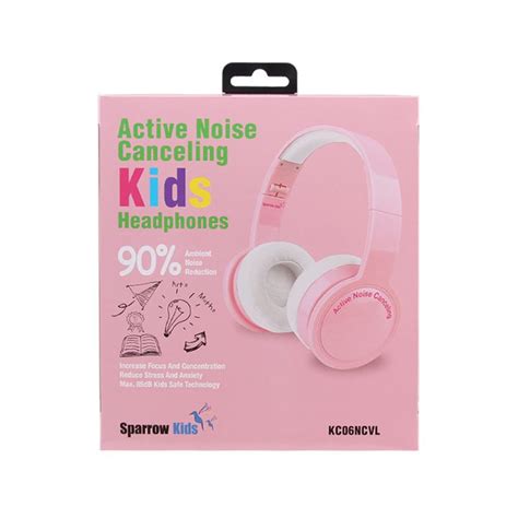 Kids Safe Active Noise Canceling Headphones With Mic - Pink | Sparrow Kids