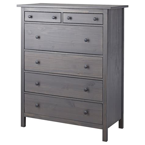 HEMNES 6-drawer chest, dark gray stained, 421/2x515/8" - IKEA