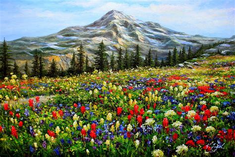 Paradise Mount Rainier Washington Painting by Roman Roma - Fine Art America