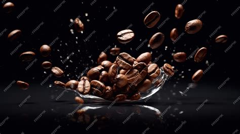 Premium AI Image | Falling coffee beans on dark background