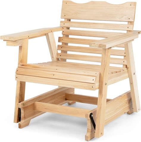 Amazon.com: Giantex Outdoor Glider Rocking Chair - Wood Porch Rocker with High Back, Widened ...