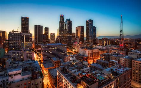 Fonds d'ecran USA Maison Gratte-ciel Los Angeles Nuit Villes télécharger photo