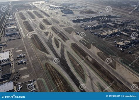 Runway at LAX Aerial View editorial stock photo. Image of angeles ...