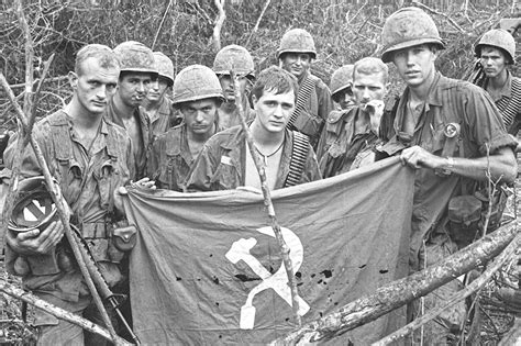 Iron Triangle, Vietnam. Soldiers from the 173rd Airborne Brigade, suffering from fatigue ...