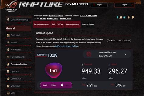 GT-AX11000 router speed not matching modem by ~50% - Republic of Gamers ...