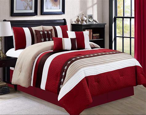 HGMart Bedding Comforter Set Bed In A Bag - 7 Piece Luxury Microfiber Striped Bedding Sets ...