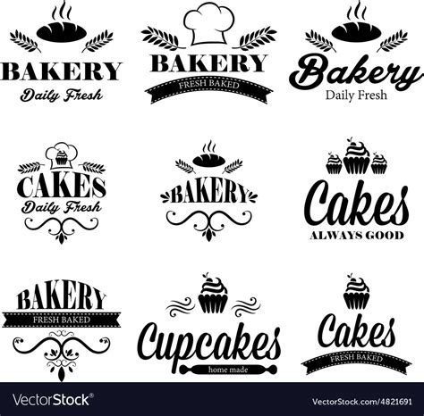 Set of black bakery logos Royalty Free Vector Image