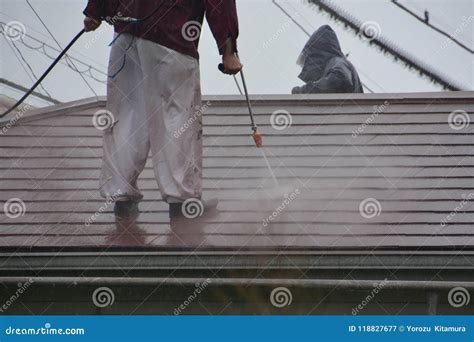 High-pressure Washing of Roof Stock Image - Image of house, dirt: 118827677