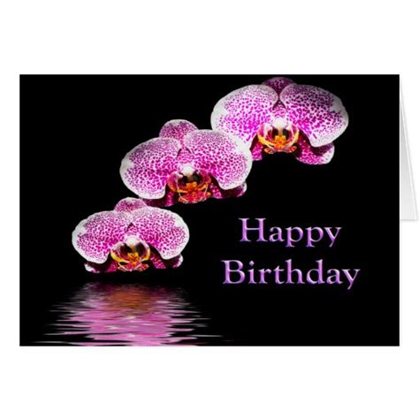 Happy Birthday With Purple Orchids Card | Zazzle