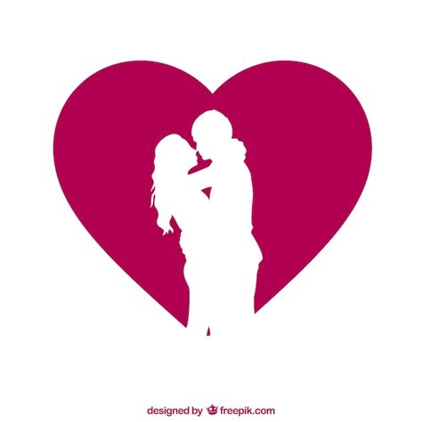 Free Vector | Couple silhouette with heart