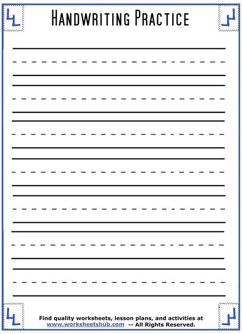 Blank Handwriting Worksheets For Kindergarten | Writing practice worksheets, Handwriting ...