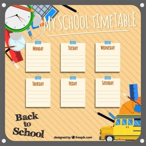 Free Vector | Template for organizing school subjects