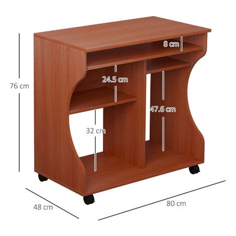 HOMCOM Computer Desk PC Laptop Writing Table Storage Shelf Workstation Wood Cart