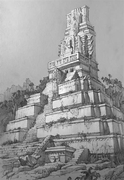 Mayan Temple Sketch at PaintingValley.com | Explore collection of Mayan Temple Sketch