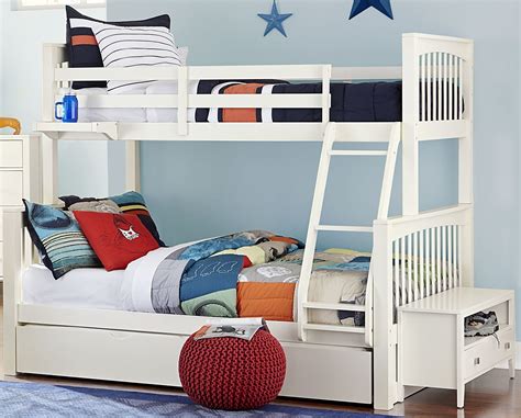 Pulse White Twin Over Full Bunk Bed With Trundle from NE Kids | Coleman Furniture