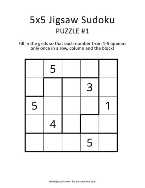 5x5 Jigsaw Sudoku Puzzle #1