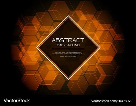 Luxury orange hexagon pattern on black Royalty Free Vector