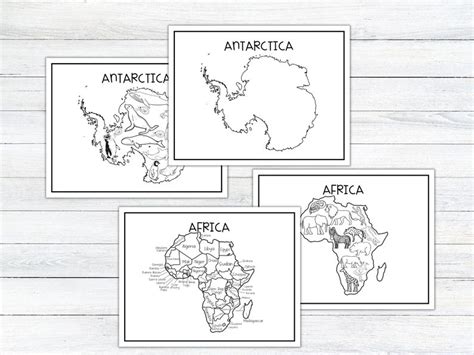 7 Continents Maps and Coloring Sheets Worksheets Homeschool - Etsy