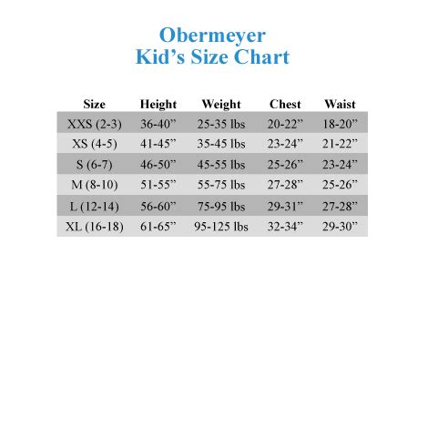 Obermeyer Size Chart: A Visual Reference of Charts | Chart Master