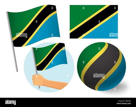 Tanzania flag icon set. National flag of Tanzania illustration Stock Photo - Alamy