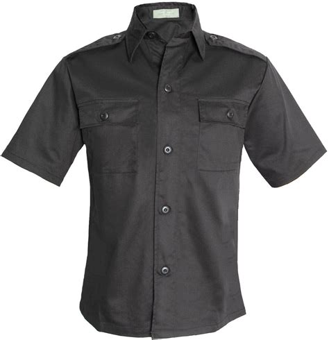 Black Tactical Uniform Shirt Short Sleeve Button Down Epaulets Duty ...