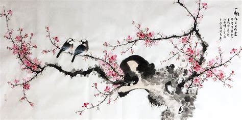 Chinese Peach Blossom Painting dyc21099021, 66cm x 136cm(26〃 x 53〃)