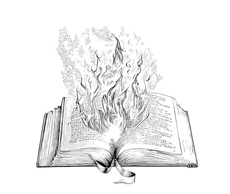 Premium Vector | Burning open vintage book hand drawn sketch Vector ...