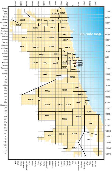 Chicago zip code map - Map of Chicago zip codes (United States of America)