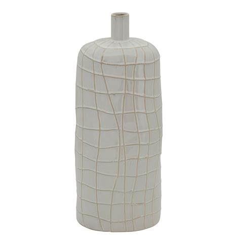 18 Inch Textured Vase White