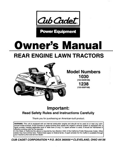 Cub Cadet 1030 Owner's Manual - Free PDF Download (32 Pages)