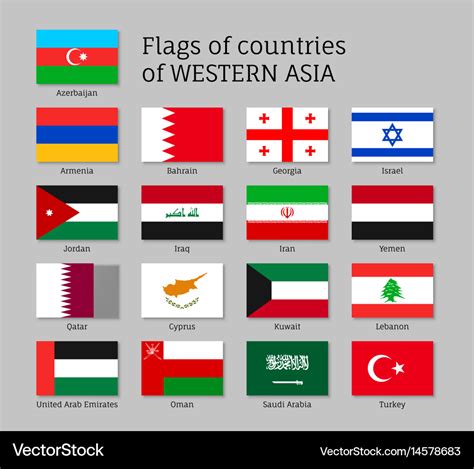 Flags of western asia states Royalty Free Vector Image