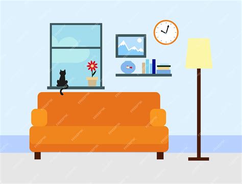 Premium Vector | Sitting room in flat style Vector illustrations