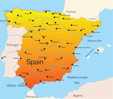 Spain holiday destinations map - Holiday destinations in Spain map (Southern Europe - Europe)