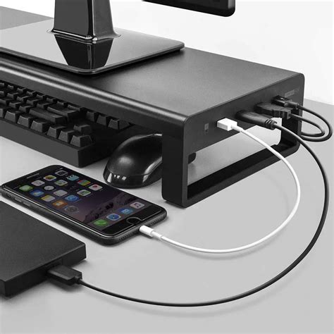 Laptop Desk Stand Aluminum Monitor Stand Computer Riser Support Transfer Wireless Data Charging ...