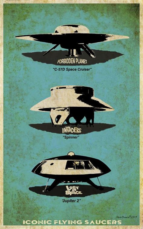 Poster Art Print: - "Iconic Flying Saucers" - 11 x 17 Giclee print, Sci Fi print, Nerd gift, Gee ...