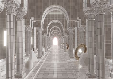 Columns optical illusion 3d mural wallpaper - TenStickers