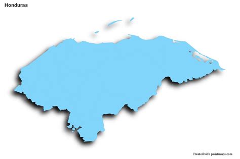 Blue, Outline, Shadowy Map of Honduras