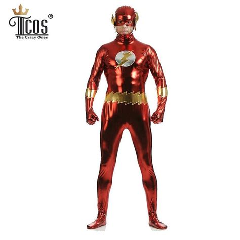 Jay Garrick Flash Cosplay Costume Costum Man Shiny Metallic Spandex Zentai Bodysuit Halloween ...