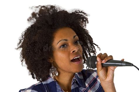 Beautiful African American Woman Karaoke Singer Stock Photo - Image of ...