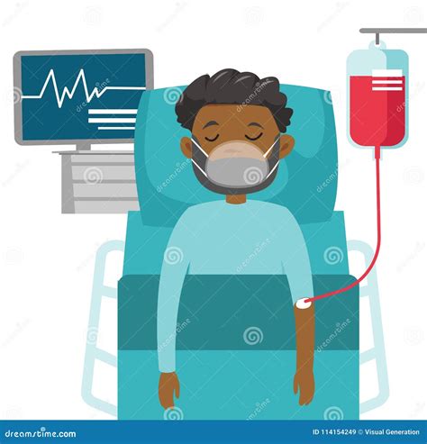 Young African-american Man Lying in Hospital Bed. Stock Vector - Illustration of lying, male ...