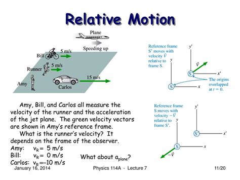 PPT - Physics 114A - Mechanics Lecture 7 (Walker: 3.6) Relative Motion January 16, 2014 ...