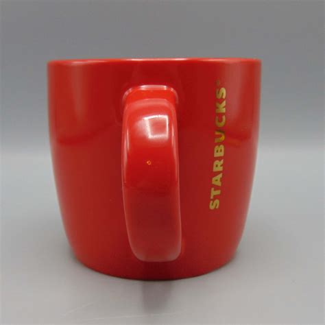 2017 Starbucks 14 oz Ceramic Coffee Mug Red w/Golden Logo Holiday - KC's Attic