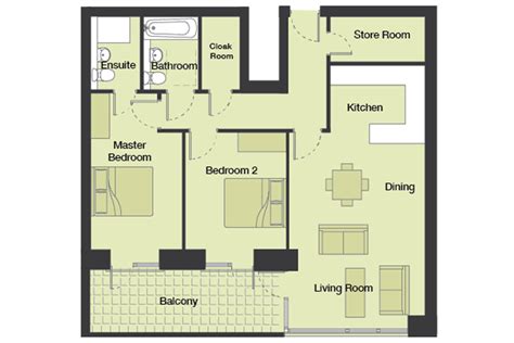 Typical 2 Bedroom Apartment Floor Plans - Charlotte Apartments, Honeypark, Dun Laoghaire, Dublin