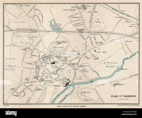 WARWICK vintage tourist town city plan. Warwickshire. WARD LOCK 1940 ...