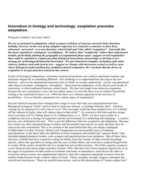 Innovation in biology and technology: exaptation precedes