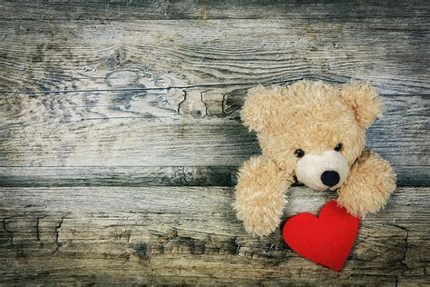 brown, teddy, bear, plush, toy, holding, red, heart, love, romance | Pxfuel