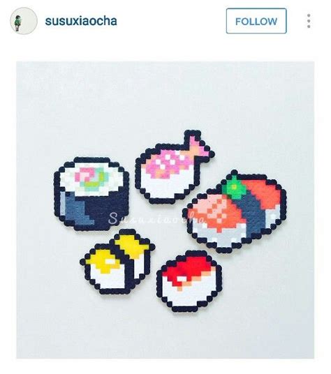 Sushi perler | Perler bead art, Diy perler beads, Perler bead templates